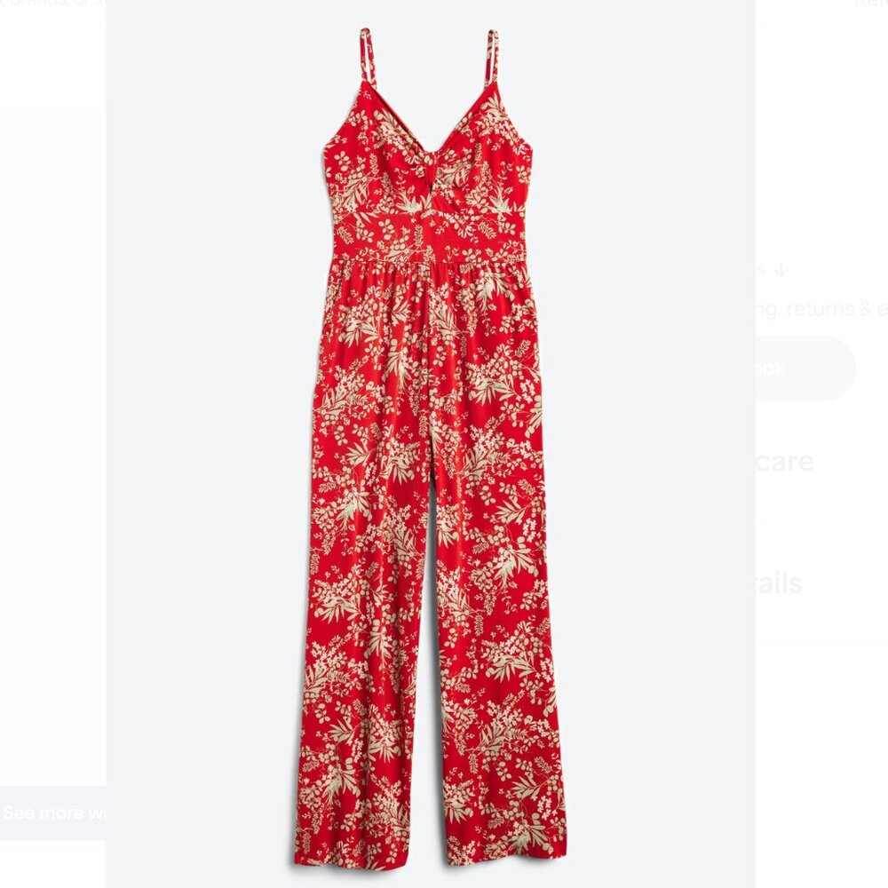 Kaileigh Red Floral Jumpsuit